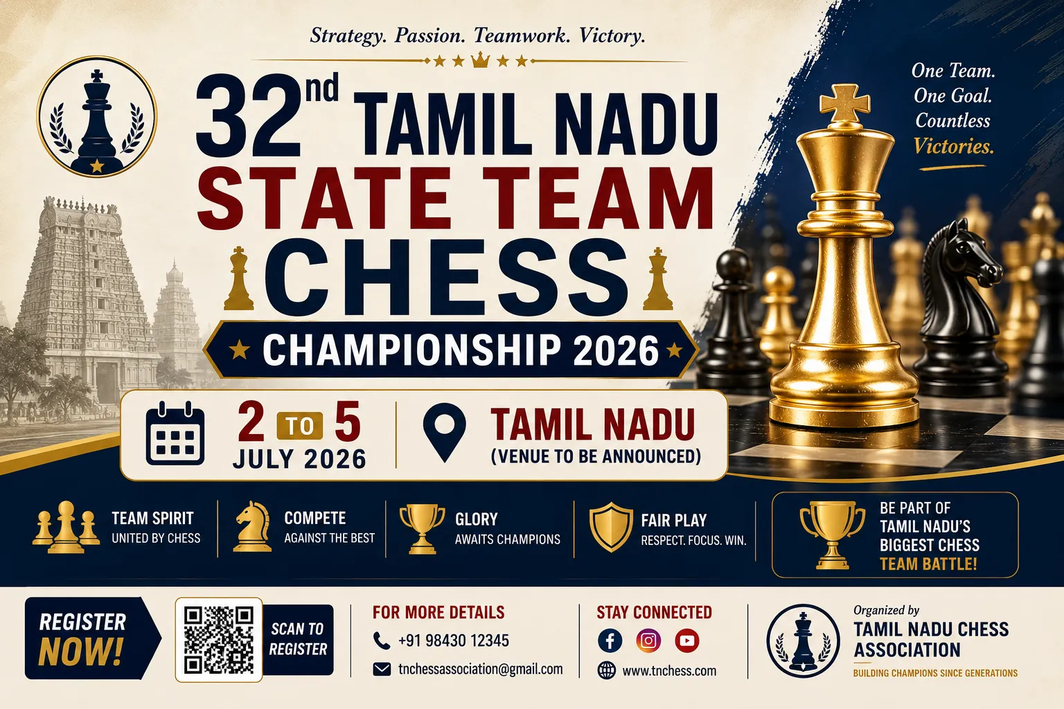 32nd Tamil Nadu State Team Chess Championship 2026 - Chess Championship event in Trichy, Tamil Nadu