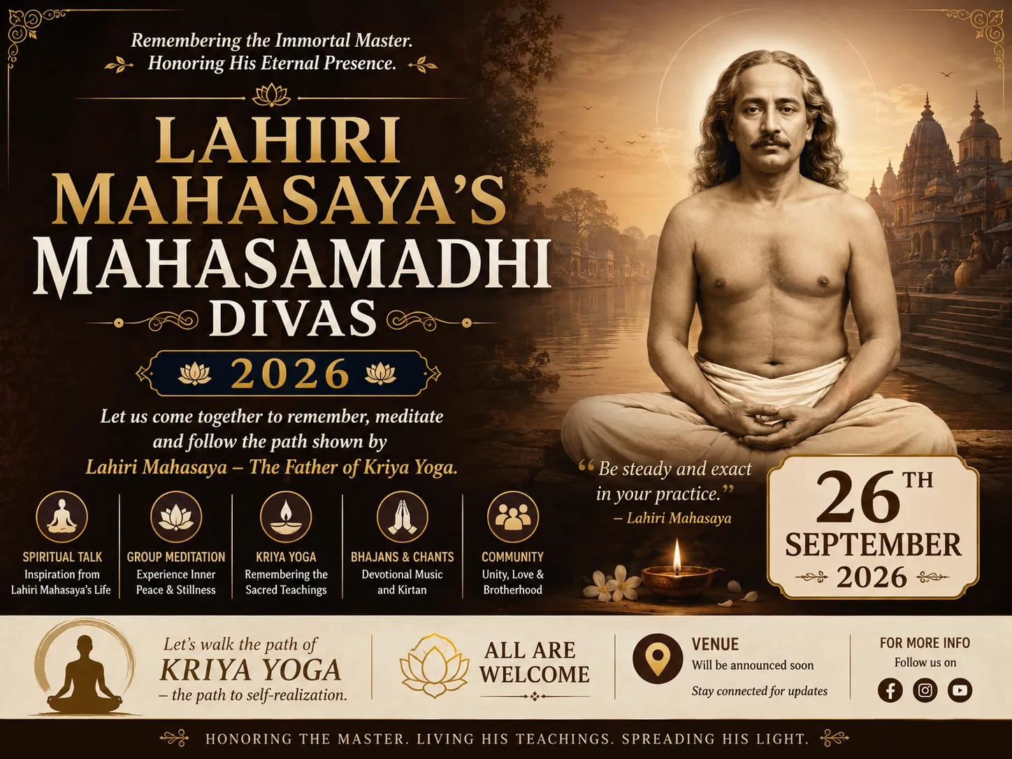 Lahiri Mahasaya's Mahasamadhi Divas 2026 - Spiritual & Wellness event in Trichy, Tamil Nadu